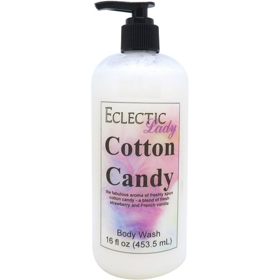 Cotton Candy Body Wash by Eclectic Lady, Liquid Shower Gel for Women and Men, 16 Ounces