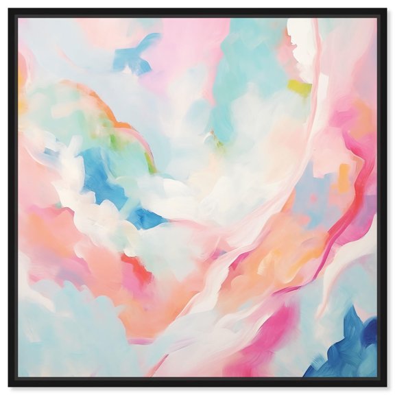 Cotton Candy Clouds I Canvas Colorful Spring Art by Art Remedy, Black Frame, 40 x 40