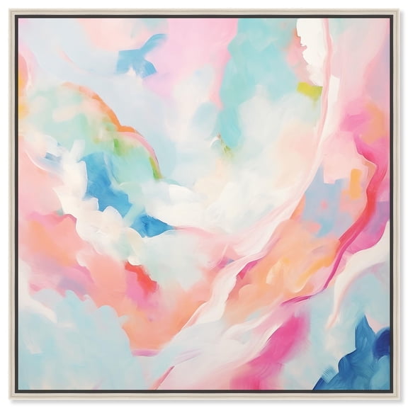 Cotton Candy Clouds I Canvas Colorful Spring Art by Art Remedy, Silver Frame, 40 x 40