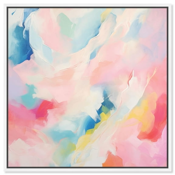 Cotton Candy Clouds II Canvas Colorful Spring Art by Art Remedy, White Frame, 12 x 12
