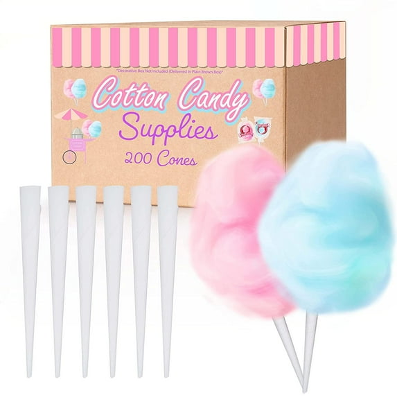 Cotton Candy Cones, Cotton Candy Supplies, 200 White Cotton Candy Cones, Cotton Candy Paper Cones Bulk