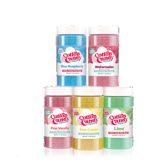 Cotton Candy Express 5-Flavor Pack, Cotton Candy Floss Sugar, 11 oz