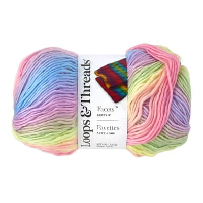 Loops & Threads Cotton Candy Facets Yarn - Medium Weight Yarn for Knitting, Crochet, Weaving, Arts & Crafts, 15 Pack