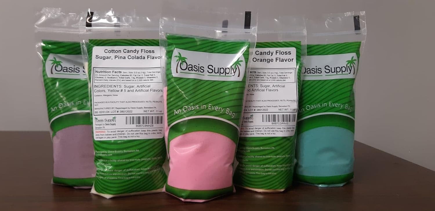 Cotton Candy Floss Sugar (2 Pack, Orange Flavor) 22 Cotton Candy