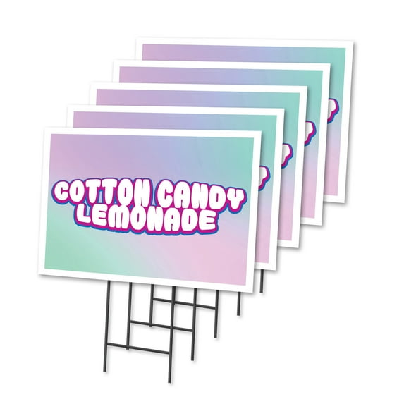 Cotton Candy Lemonade 5 Pack Of 18" x 24" Yard Sign & Stake | Advertise Your Business | Stake Included Image On Front Only | Made in The USA
