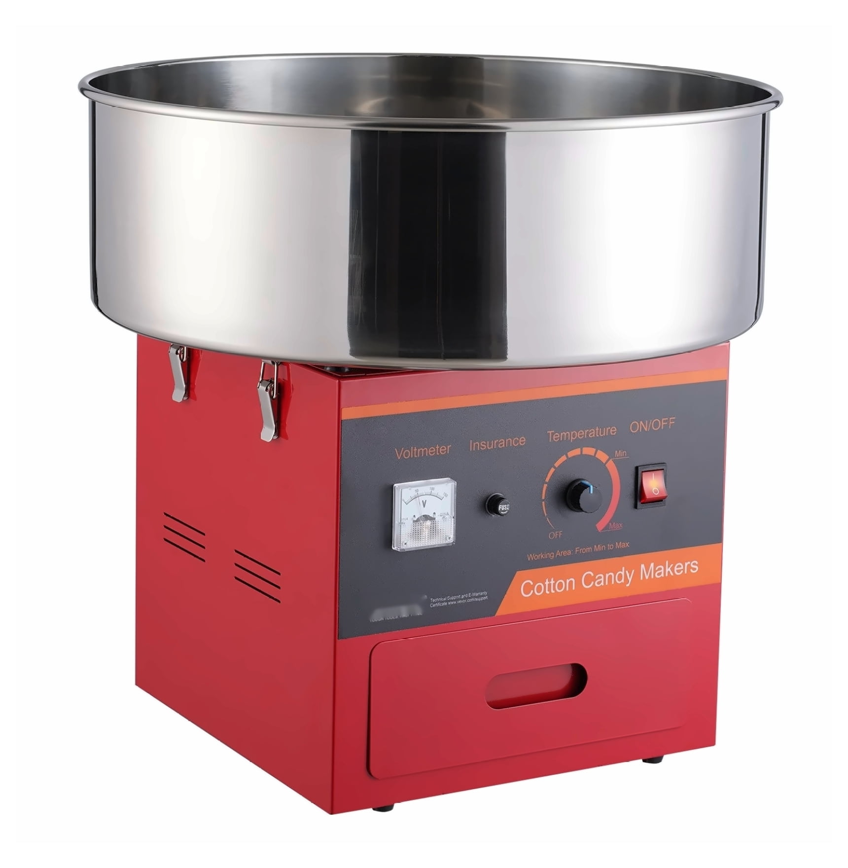 Cotton Candy Machine 1000W, Commercial Candy Floss Maker with Bowl, Red - for Parties, Kids, Home Use, Includes Scoop & Drawer