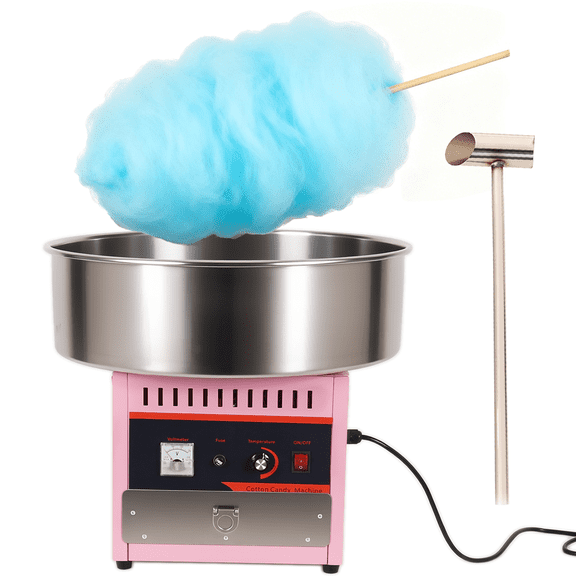 Cotton Candy Machine Commercial, 1000W Professional Cotton Candy Machine with Stainless Steel Bowl, Bowl Cover and Sugar Scoop for Kids Birthday, Family Party, Festival (Pink)