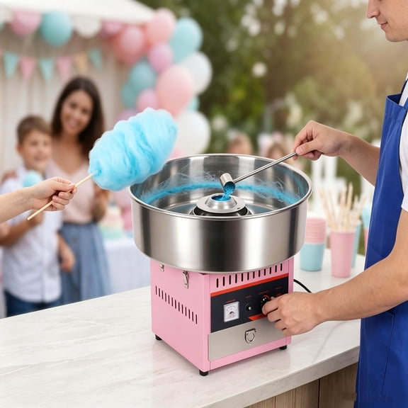 Cotton Candy Machine, Hard Candy Compatible, 304 Stainless Steel Bowl & Pure Copper Motor Durable Build, 22 Lbs Heavy-Duty Stable with Sugar Scoop, Ideal for Family Fun & Commercial Supermarket