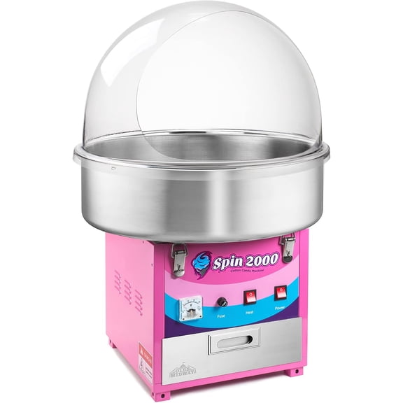 Cotton Candy Machine with Bubble Shield, SPIN-2000 Electric Candy Floss Maker, Commercial-Grade