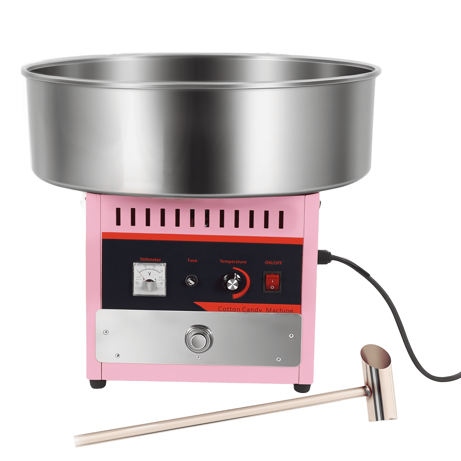 Cotton Candy Maker, 1000W Electric Cotton Candy Machine, Professional Commercial Candy Floss Maker with Stainless Steel Bowl Sugar Scoop and Drawer, Pink for Home, Carnival, Kids Birthday
