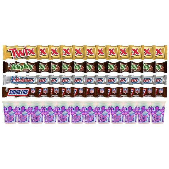 Cotton Candy, SNICKERS, TWIX, MILKY WAY & 3 MUSKETEERS Individually Wrapped Variety Pack Full Size Milk Chocolate Candy Bars Bulk Assortment, 60 Bars