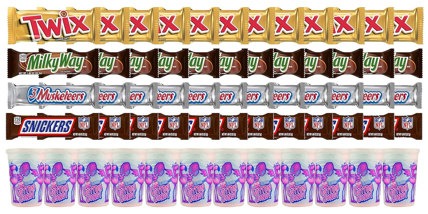 Cotton Candy, , TWIX, & 3 MUSKETEERS Individually Wrapped Variety Pack Full Size Milk Chocolate