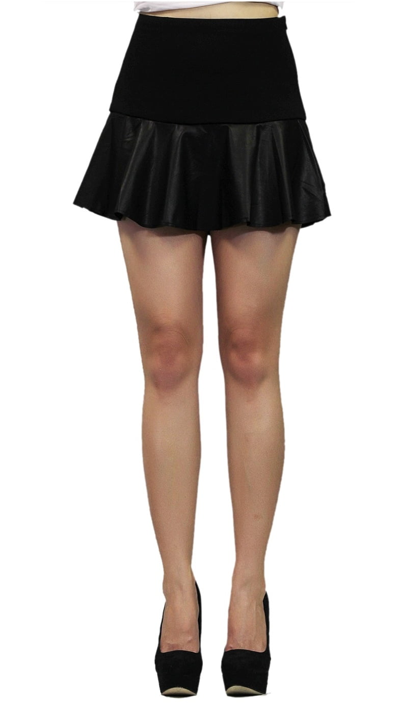 Cotton Candy USA Black Skirt With Leather Bottom Peplum Hidden