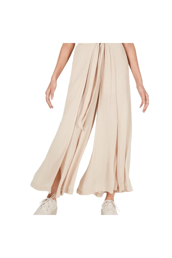 LA Womens Beige Tulip-hem Wide Leg Pants Size: L