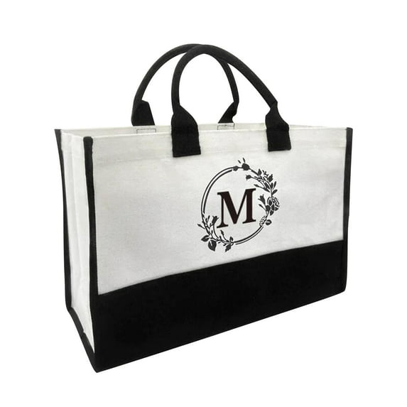 Cotton Canvas Beach Tote Bag, Waterproof Lined Handbag for Women, Spacious Travel & Grocery Essentials