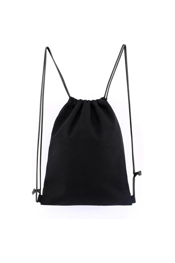 Cotton Canvas Drawstring Backpack Bag Gym Sackpack Sports String Sackpack Storage Gift Bag 2 Pack Black 34.5x40cm Casual