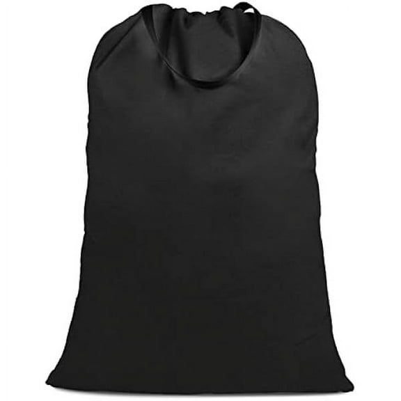 Cotton Canvas Laundry Bag with Handles & Drawstring Straps, Heavy Duty Extra Large Laundry Bags for Laundromat and Household, 25.5x34 Inch, Black