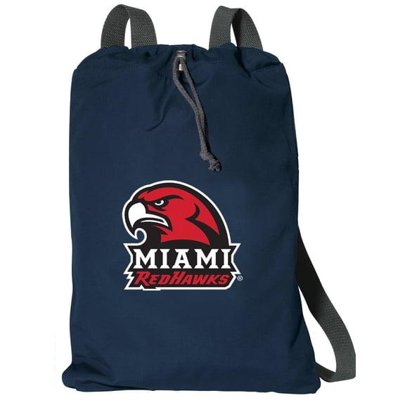 Cotton Canvas Miami University Backpack Natural Fiber Miami University Cinch Bag Lined and with Wide Straps