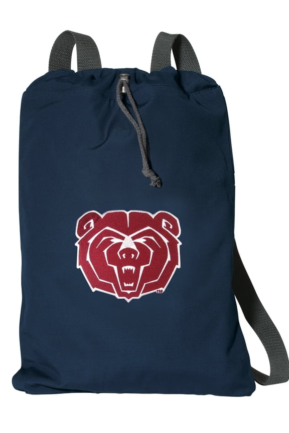 Cotton Canvas Missouri State University Backpack Natural Fiber Missouri State University Cinch Bag Lined and with Wide Straps
