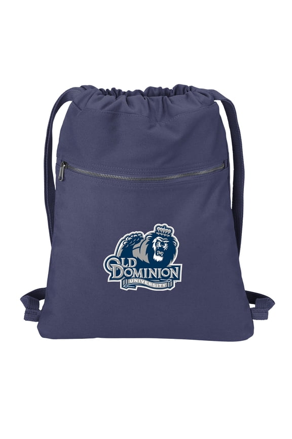 Cotton Canvas Old Dominion University Backpack Natural Fiber Old Dominion University Cinch Bag Lined and with Wide Straps