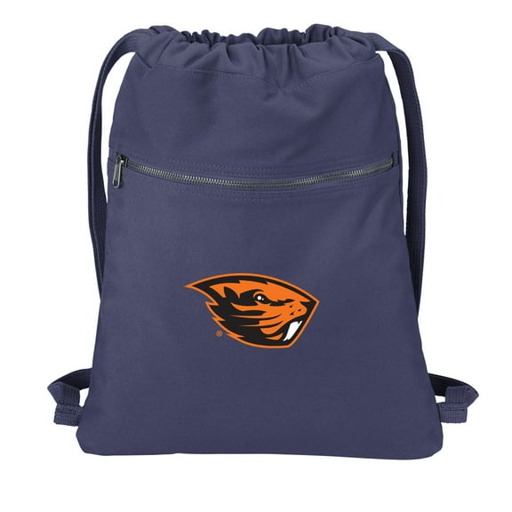 Cotton Canvas Oregon State University Backpack Natural Fiber Oregon State University Cinch Bag Lined and with Wide Straps
