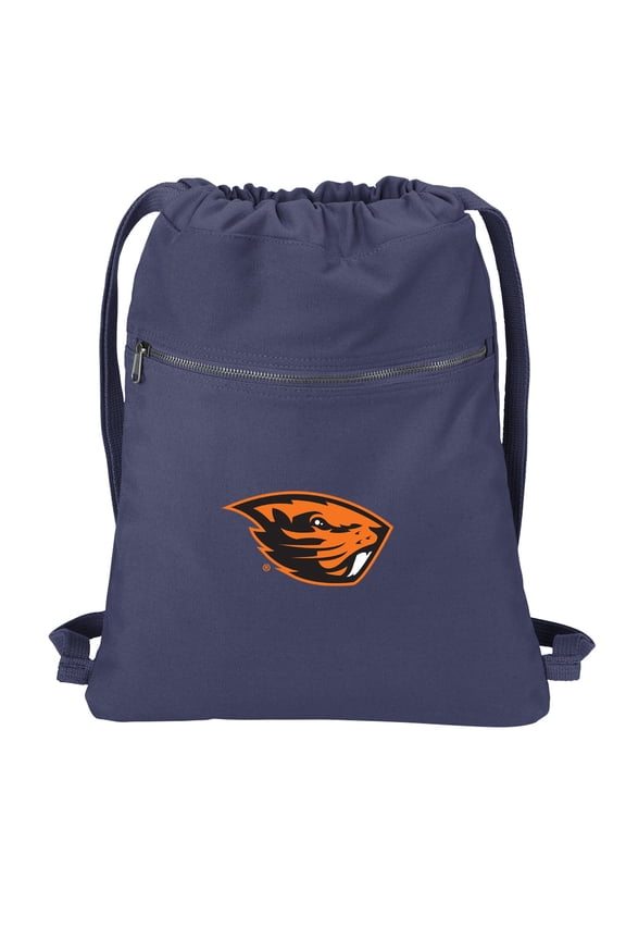 Cotton Canvas Oregon State University Backpack Natural Fiber Oregon State University Cinch Bag Lined and with Wide Straps