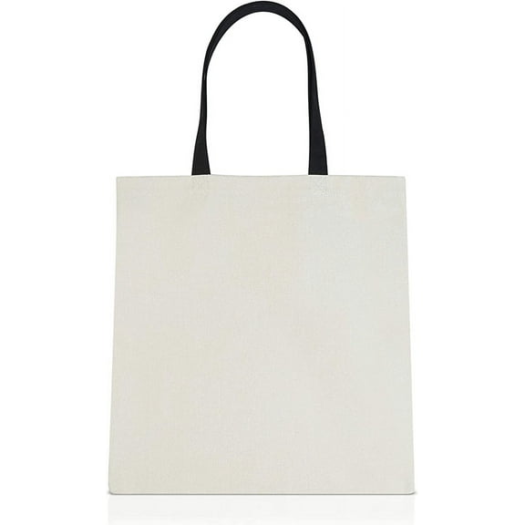 Cotton Canvas Tote Bags; Reusable Grocery Bags; Shopping Bags; Gift Bags; Canvas Bags; DIY Tote Bags (Ivory With Black Handles)