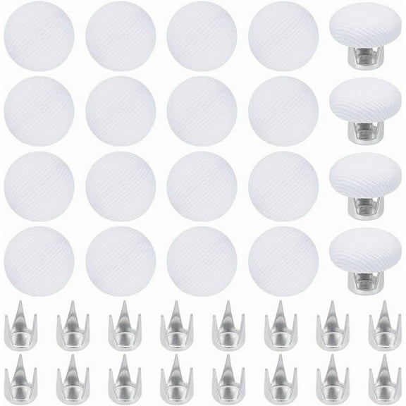 Cotton Cap Top Buttons with Aluminum Findings for Hat Making Accessories White 14.5x5.5mm