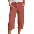 thumbnail image 1 of Plus Size Capris for Women Women Fashion Straight Leg Casual Pants High Waist Sports Loose Pants Womens Cover up Womens Stretch with Pockets Comfortable Woman High Waist Outfit Casual Work plus Red S, 1 of 5