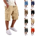 thumbnail image 1 of Cotton Cargo Shorts for Men Below Knee Plus Size Hiking Shorts with Pockets Classic Outdoor Comfort Drawstring Shorts, M, 1 of 9