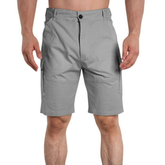 Cotton Cargo Shorts for Men Loose Fit Casual Workout Athletic Shorts Solid Comfy Summer Shorts for Fishing Camping