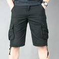 thumbnail image 1 of Cotton Cargo Shorts for Men with Multi Pockets Plus Size Straight Leg Casual Work Drawstring Bottom Knee Length Pant, 1 of 6
