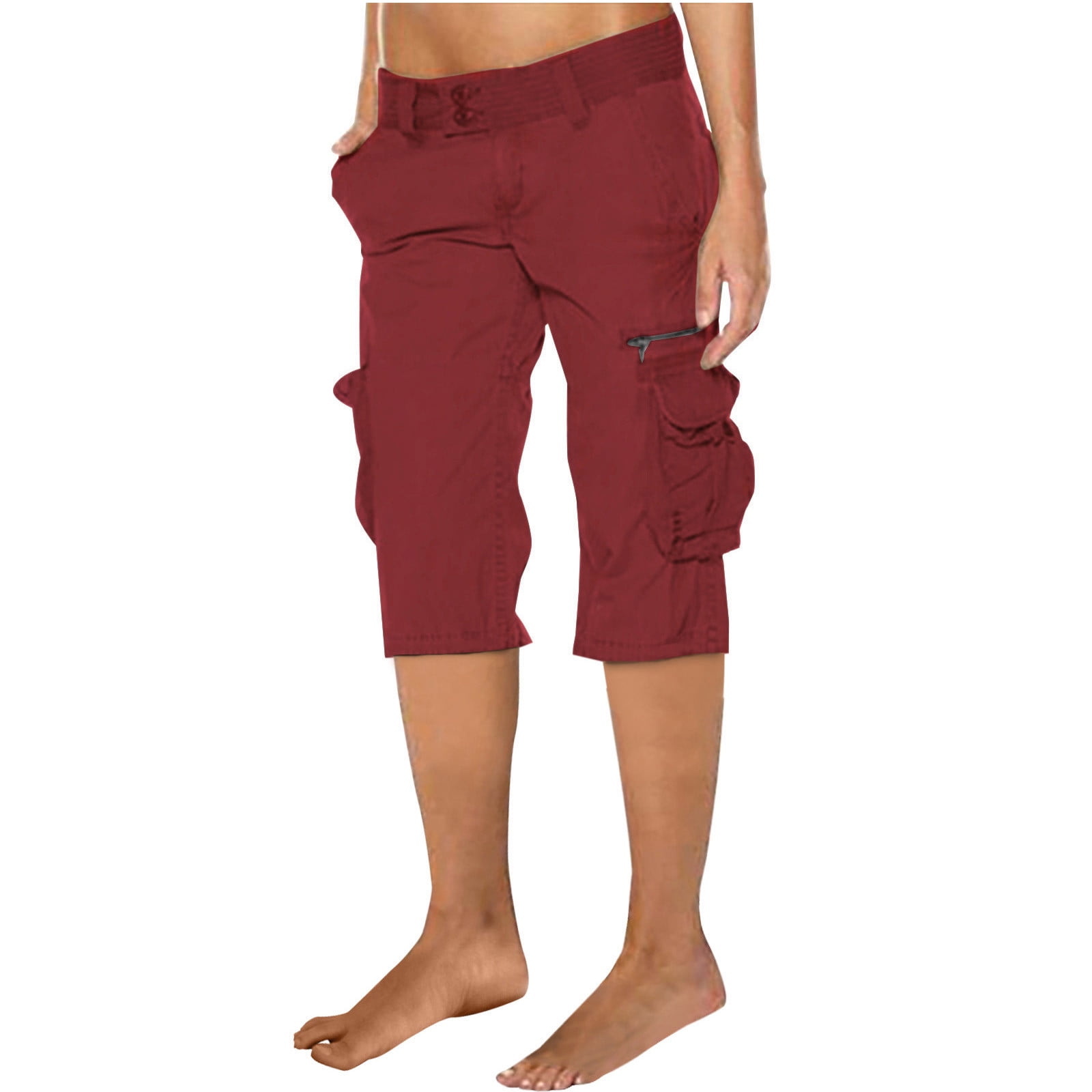 Cotton Cargo Shorts for Women Relaxed MultiPockets Casual Solid — free download