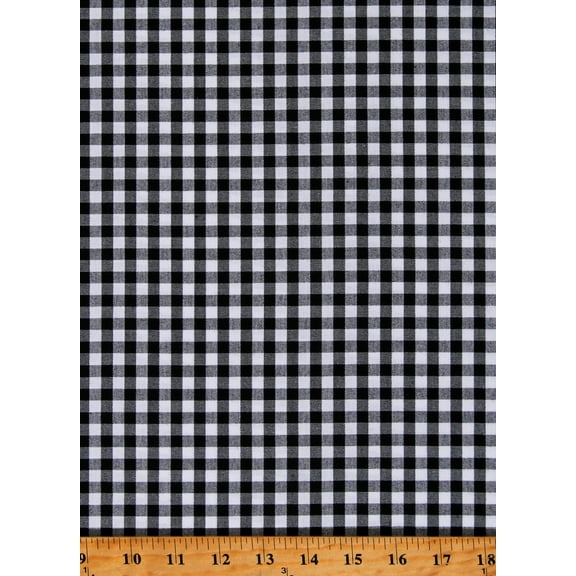 Cotton Carolina Gingham 1/4" Checks Checkered Patterned Black Cotton Fabric Print by the Yard (P-16368-2-BLACK)