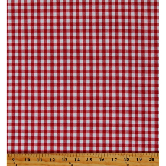 Cotton Carolina Gingham 1/4" Crimson Checks Checkered Patterned Red Cotton Fabric Print by the Yard (P-16368-91-CRIMSON)