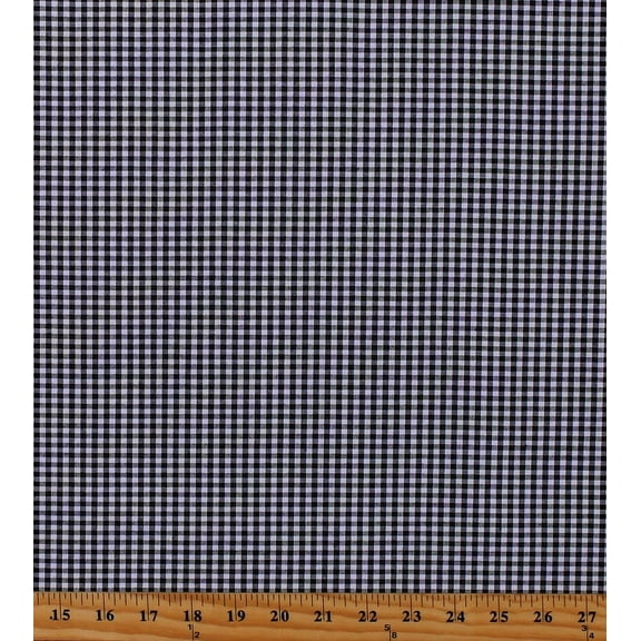 Cotton Carolina Gingham 1/8" Black and White Gingham Check Squares Cotton Fabric Print by the Yard (P-5689-11BLACK)