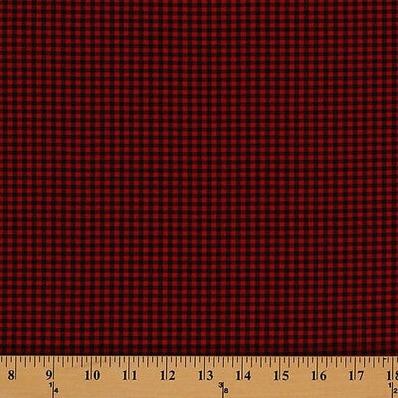 Cotton Carolina Gingham 1/8" Check Black Scarlet Red Woven Cotton Fabric by the Yard (p-5689-93)