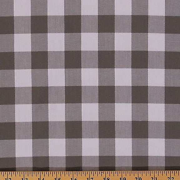 Cotton Carolina Gingham Buffalo Check Gray White Cotton Fabric Print by the Yard (P-9811-12)