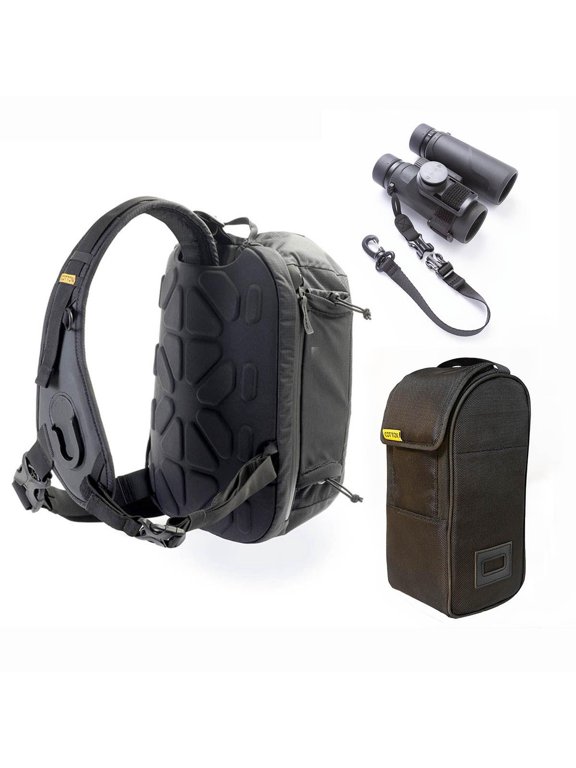 Hyker 12L Sling Bag with Lens Bag Insert for Binoculars, Black