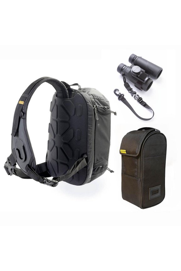 Hyker 12L Sling Bag with Lens Bag Insert for Binoculars, Black