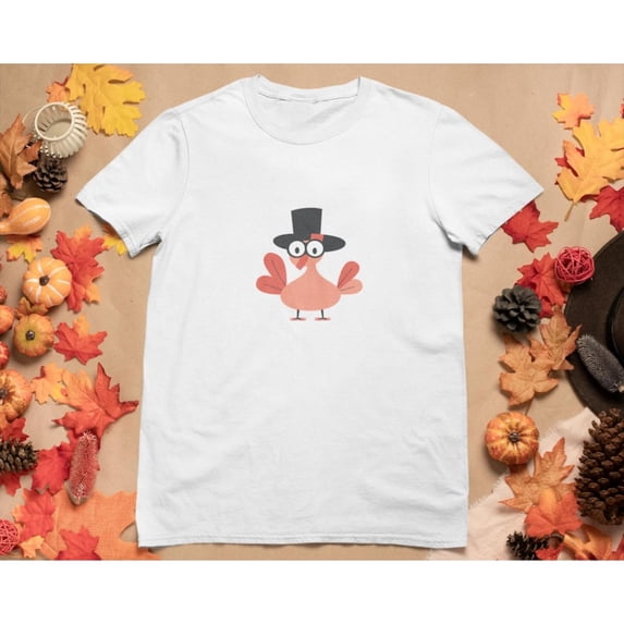 Cotton Casual Funny Thanksgiving Turkey Graphic Tee Fall Top T Shirt Short Sleeve Round Neck White S-5XL