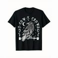 thumbnail image 1 of Cotton Casual Gothic Crow Graphic Tee T Shirt Top Fashion Halloween Design Short Sleeve Black S-5XL, 1 of 5