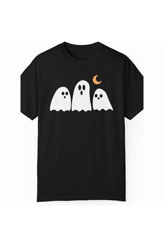 Cotton Casual Halloween Ghost Graphic Tee T Shirt Top Soft Fashion Comfortable Black S-5XL