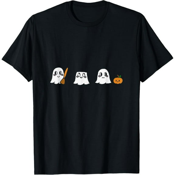 Cotton Casual Halloween Ghosts Graphic Tee T Shirt Top Cute Spooky Little Ghosts Design Comfortable Black S-5XL