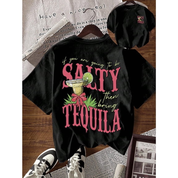 Cotton Casual Summer Graphic Everyday Tee T Shirt Top Short Sleeve Round Neck Black S-5XL