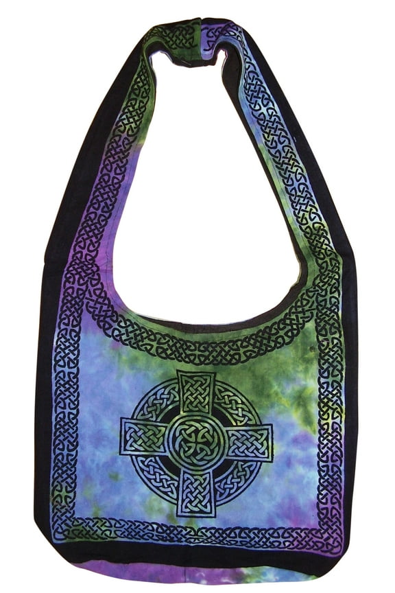 Cotton Celtic Hobo Bag Flat Bottom 15 x 12 Tie Dye