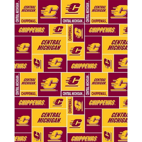 Cotton Central Michigan University CMU Chippewas College Team Cotton Fabric Print by the Yard scmu840s