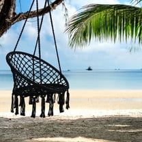 Cotton Chair: 330 Lbs Capacity, Enhances Outdoor Black Lounge Seat: Hanging Rope, For Indoor And Lounging