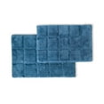thumbnail image 1 of Cotton Checkered 2-Piece Sapphire Highly Absorbent Non-Slip Bath Rug Set by Superior, 1 of 2