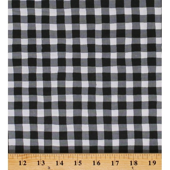 Cotton Checkered Black and White Squares Checked Gingham-look Cotton Fabric Print by the Yard (7512L-BC)